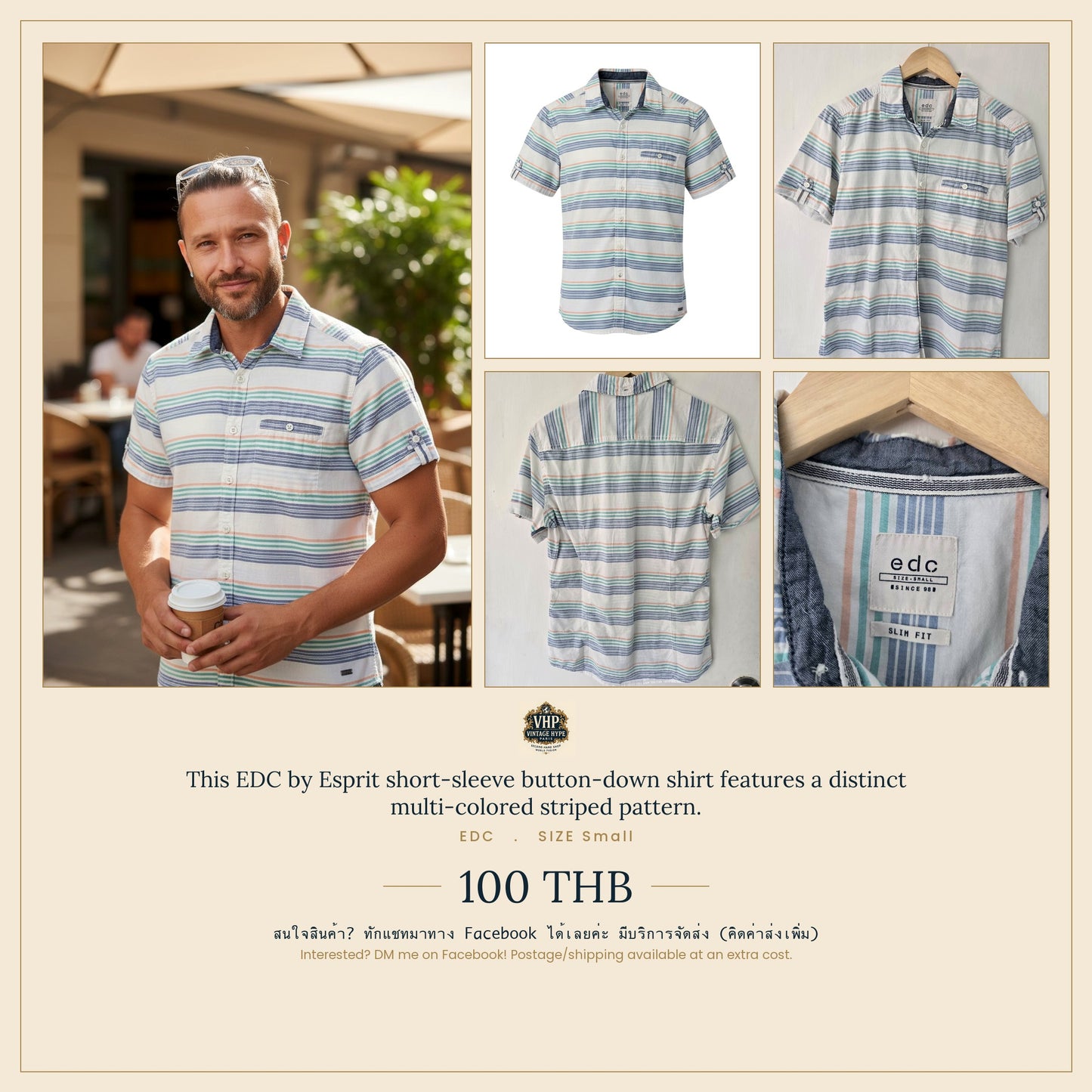 Short-Sleeve Striped Shirt — Multi-Colour — EDC by Esprit