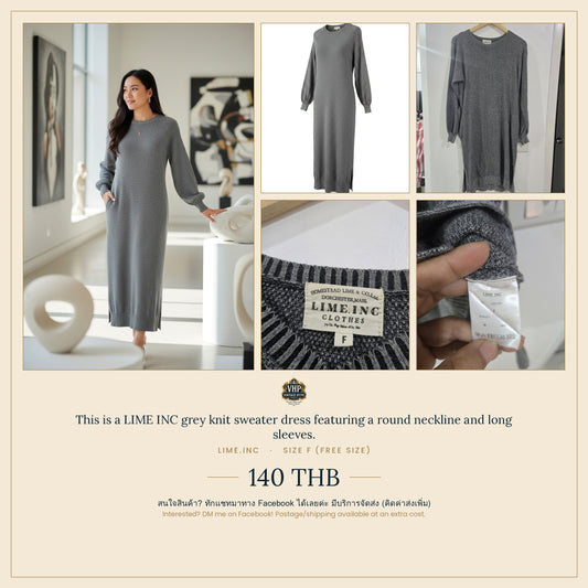 Grey Knit Sweater Dress — LIME.INC