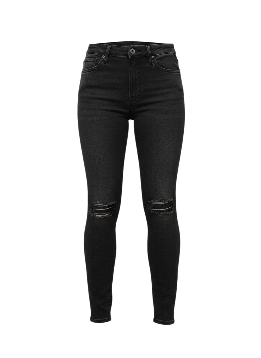 Levi's 721 Black High Rise Ripped Knee Skinny Jeans 26