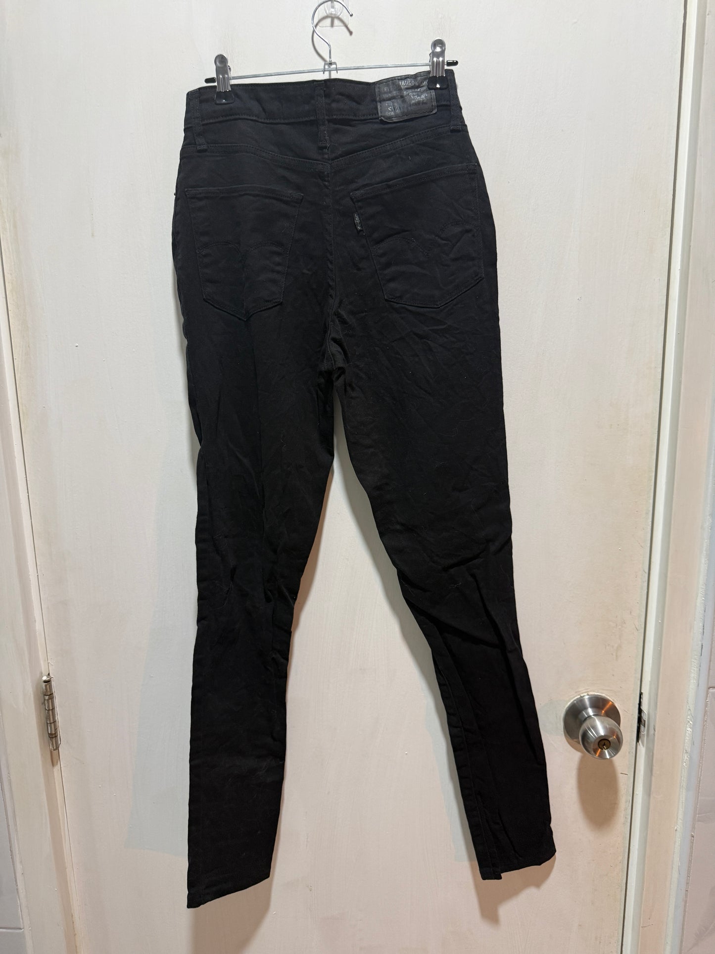 Levi's 721 Black High Rise Ripped Knee Skinny Jeans 26