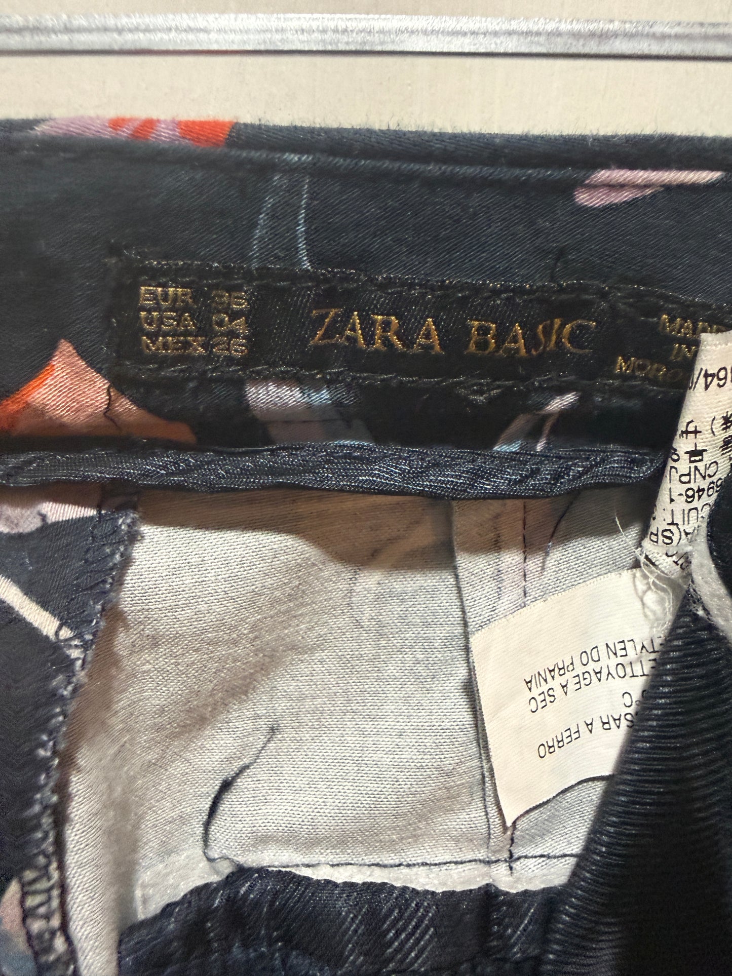 Zara Basic Navy Floral Print Trousers 36