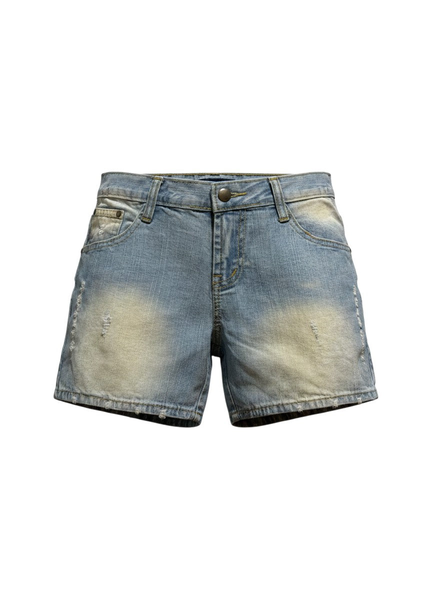 Light-Wash Distressed Denim Shorts — Relaxed Vintage Wash — Speed Jeans