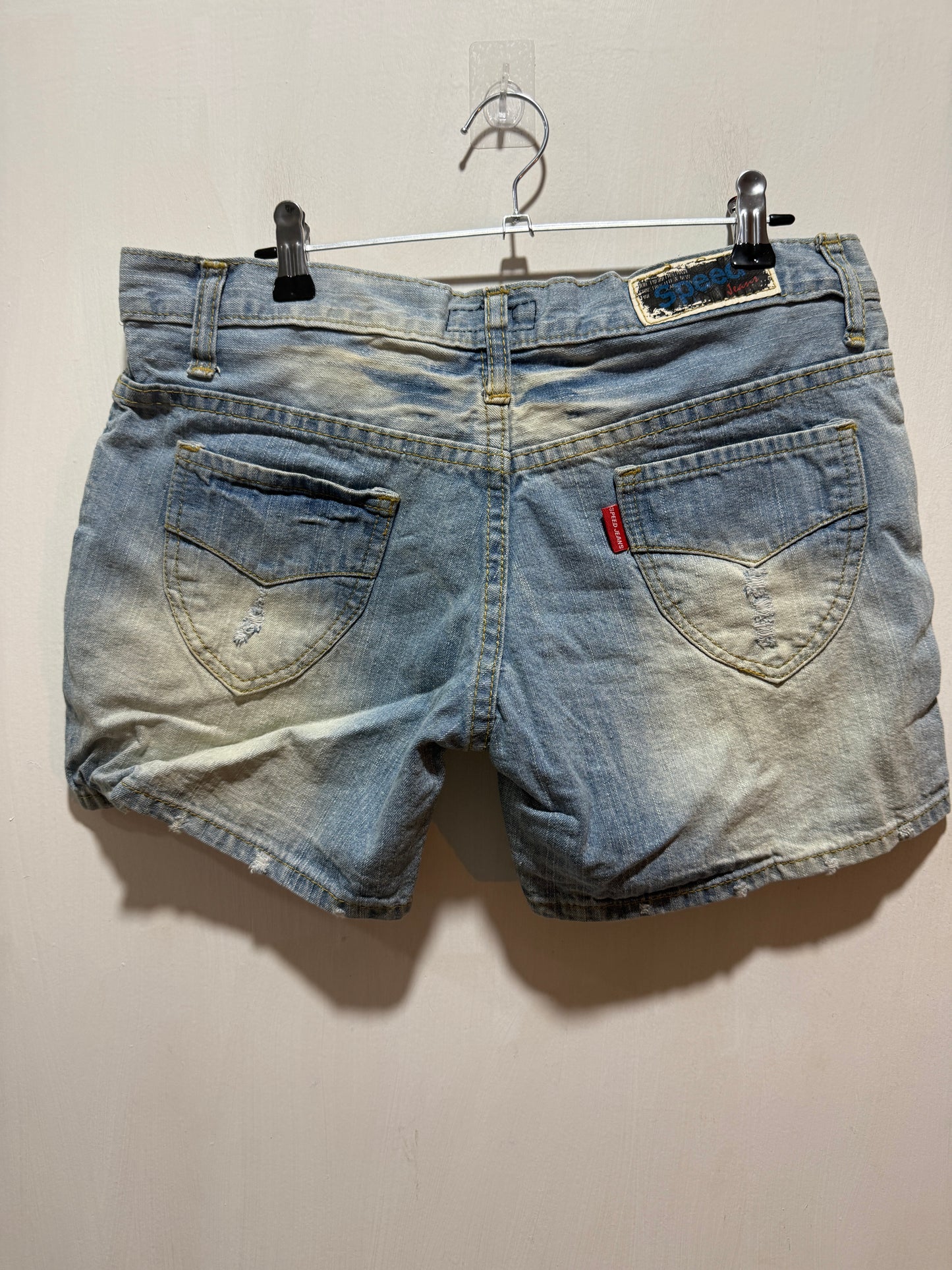 Light-Wash Distressed Denim Shorts — Relaxed Vintage Wash — Speed Jeans