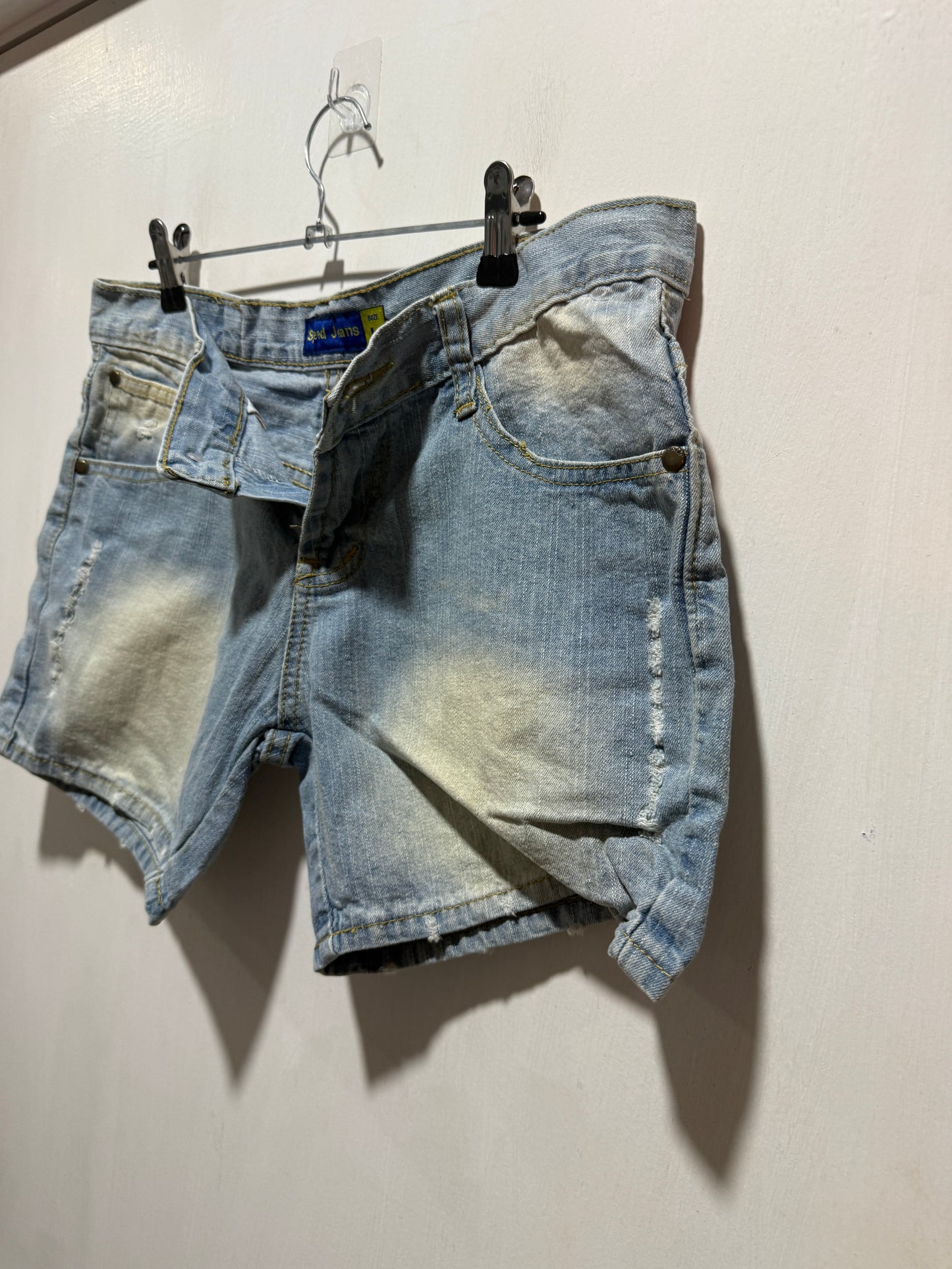 Light-Wash Distressed Denim Shorts — Relaxed Vintage Wash — Speed Jeans