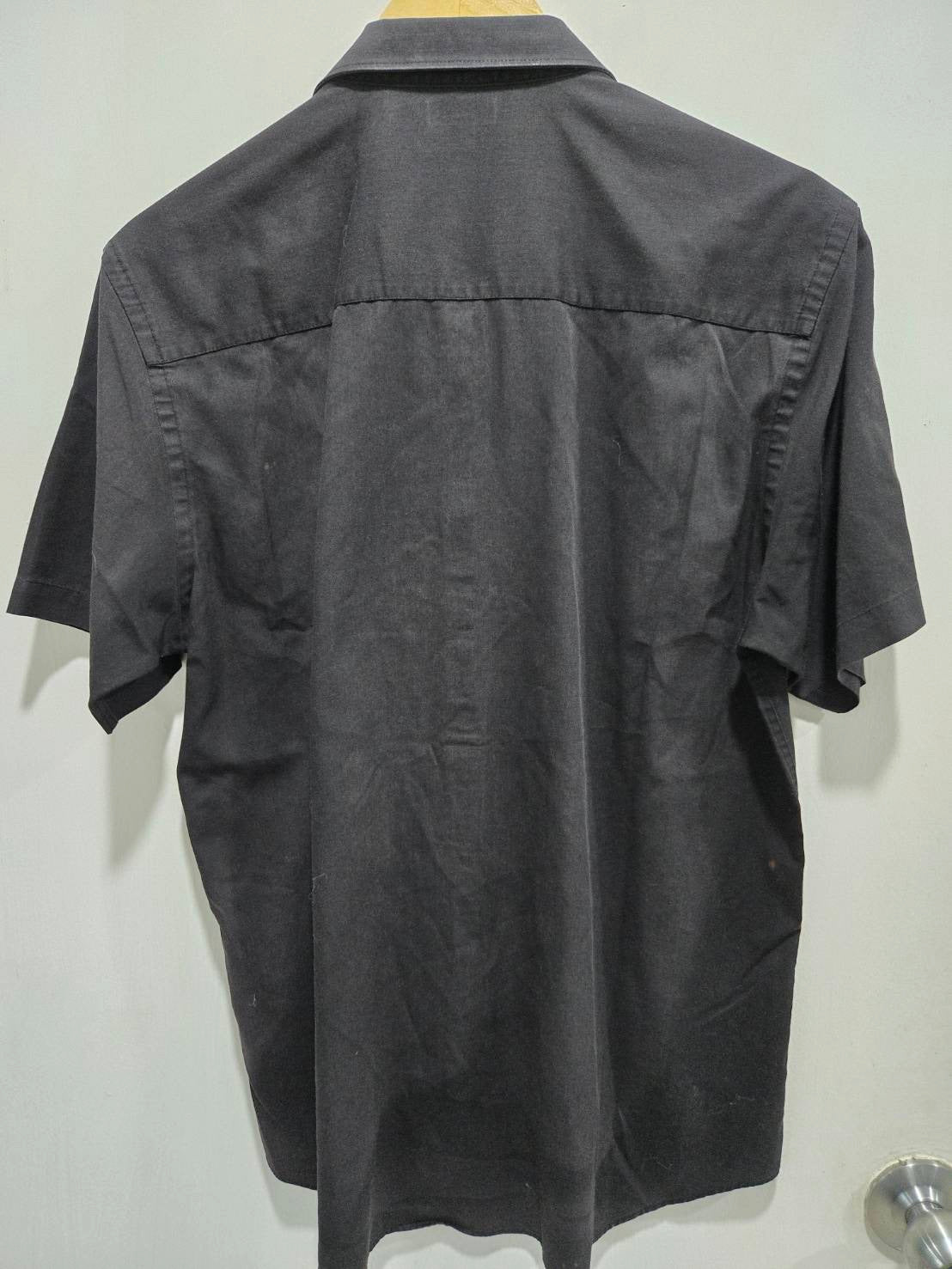 Black Short-Sleeve Button-Up Shirt — Slim Classic Collar — F&F