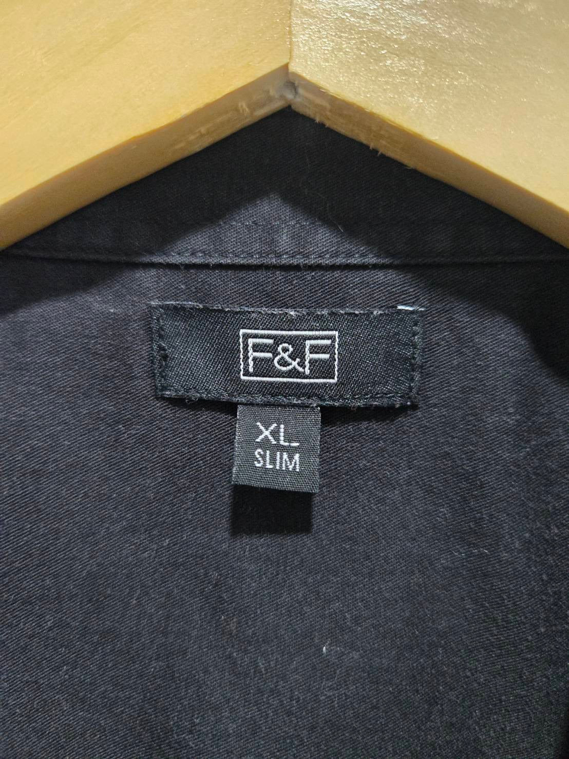 Black Short-Sleeve Button-Up Shirt — Slim Classic Collar — F&F