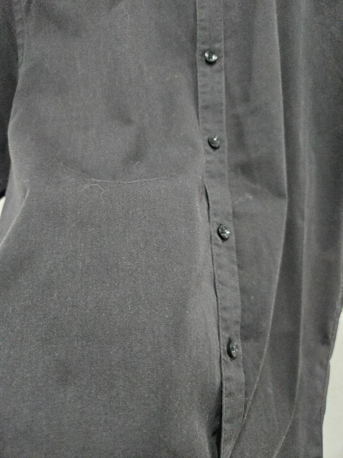 Black Short-Sleeve Button-Up Shirt — Slim Classic Collar — F&F