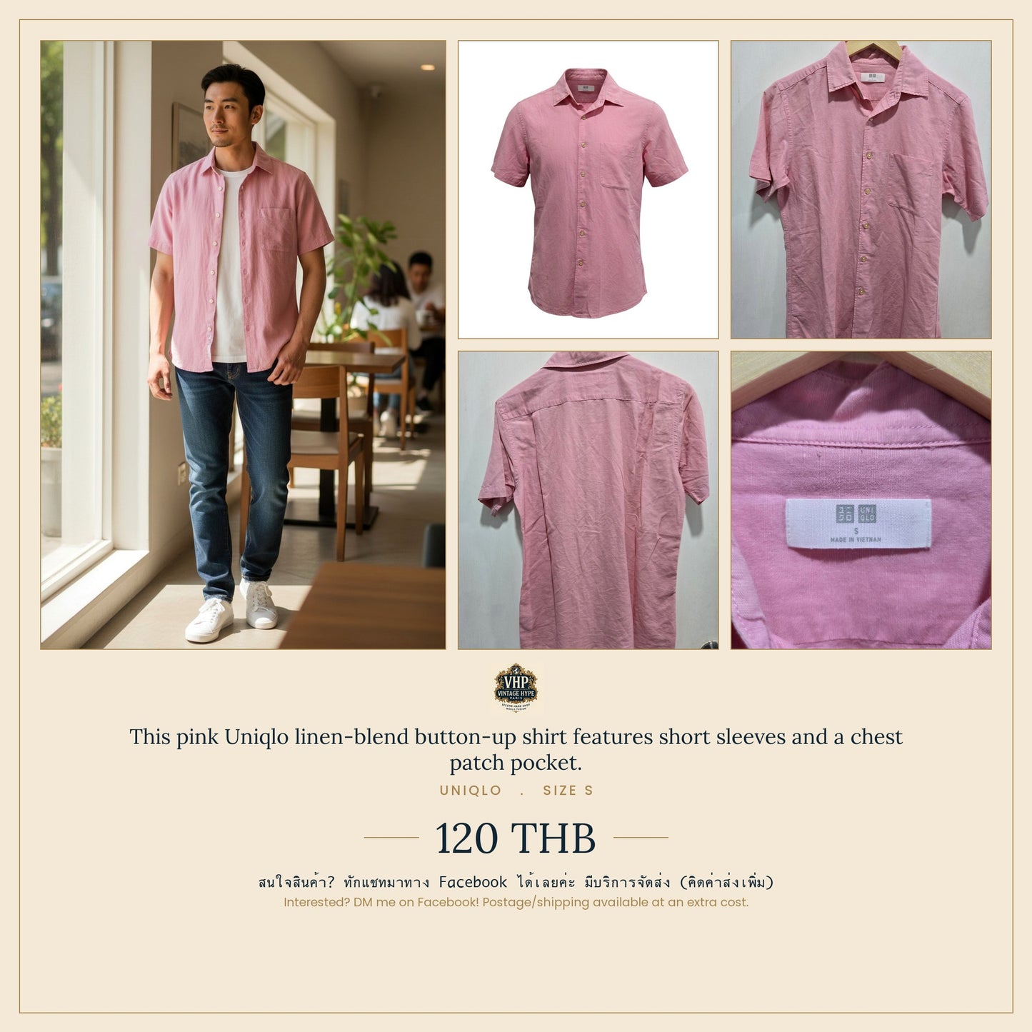 Pink Linen-Blend Short-Sleeve Shirt — Breathable Minimal — Uniqlo