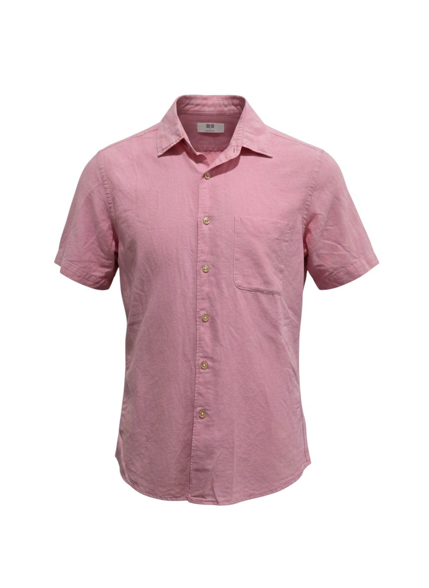 Pink Linen-Blend Short-Sleeve Shirt — Breathable Minimal — Uniqlo