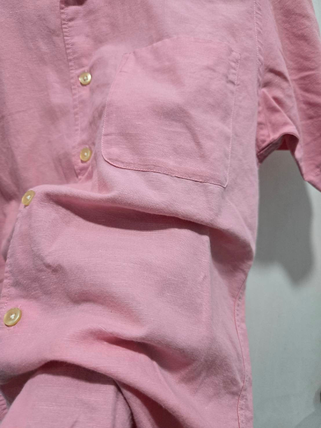 Pink Linen-Blend Short-Sleeve Shirt — Breathable Minimal — Uniqlo