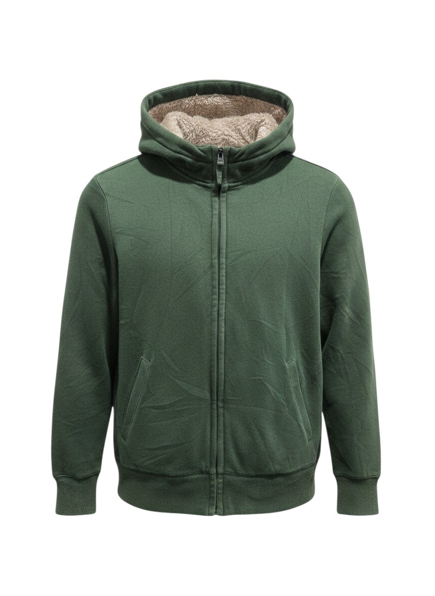 Uniqlo Green Sherpa-Lined Full-Zip Hoodie (Children 150cm)