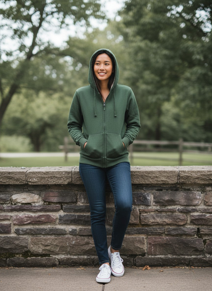 Uniqlo Green Sherpa-Lined Full-Zip Hoodie (Children 150cm)