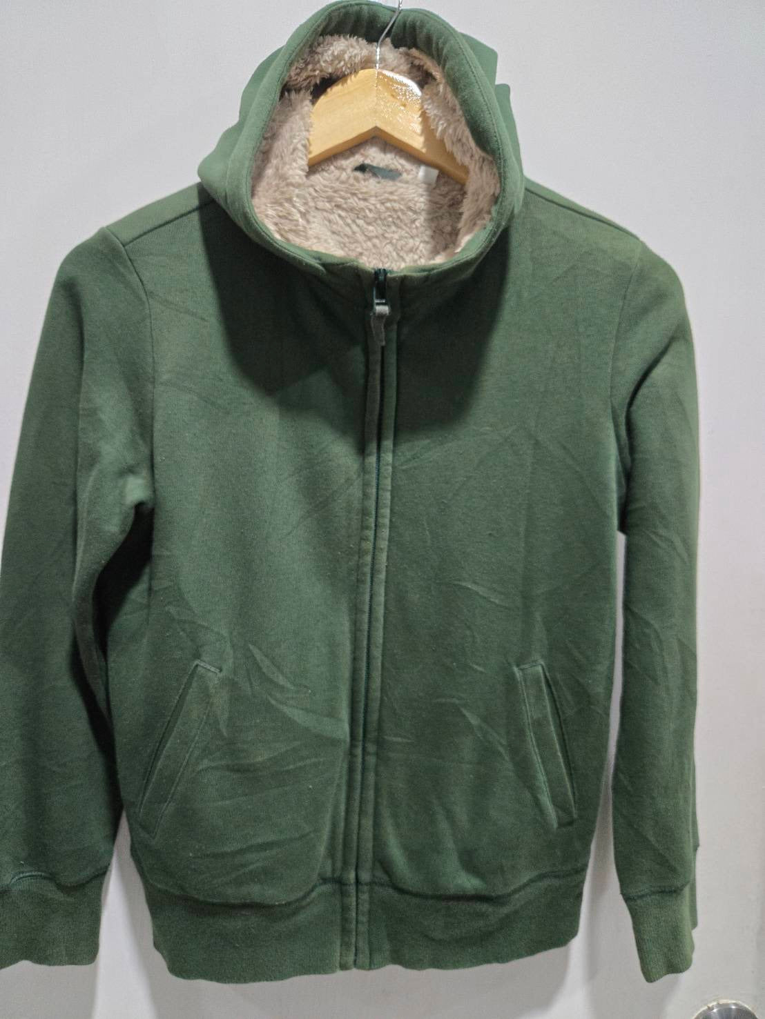Uniqlo Green Sherpa-Lined Full-Zip Hoodie (Children 150cm)